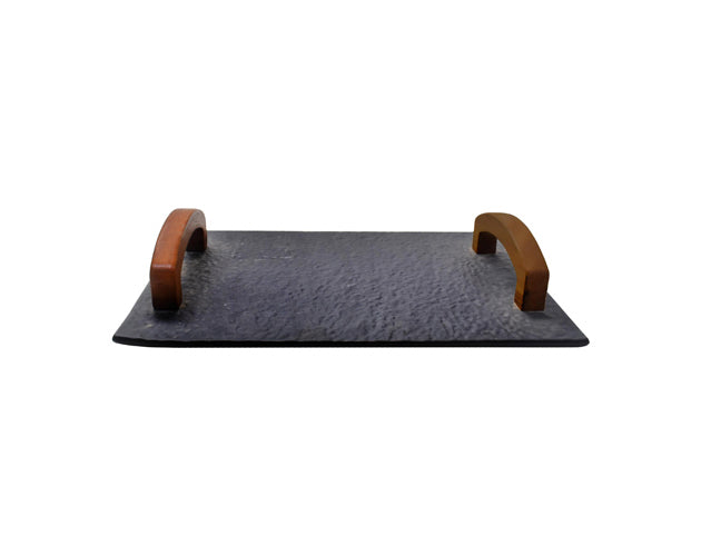 Ceramic Slate Tray With Wooden Handles